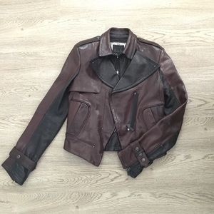 Kelly Wearstler xs leather jacket maroon and black